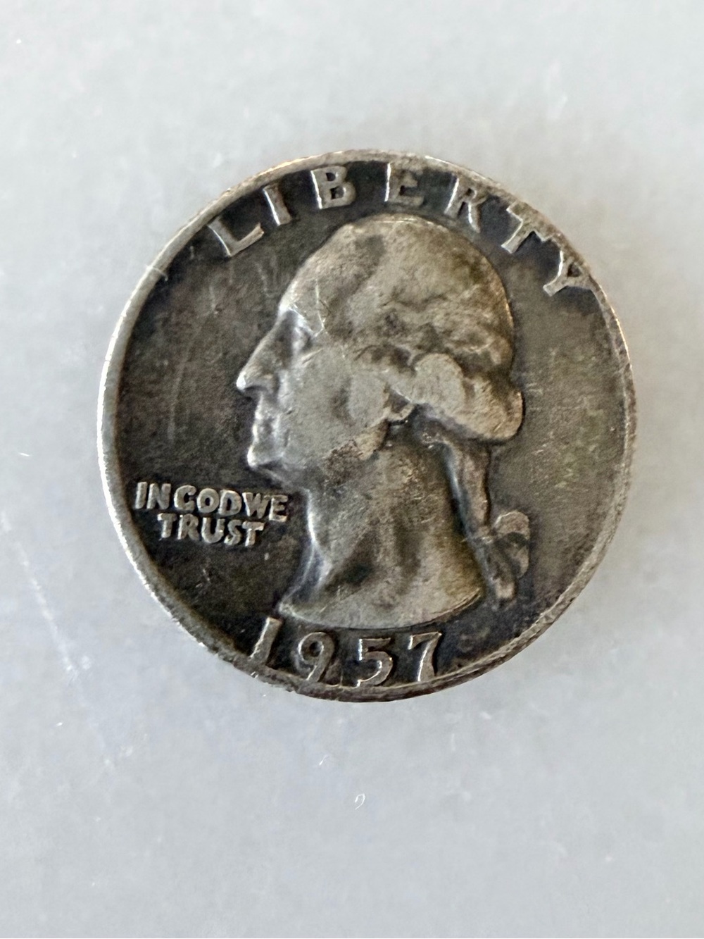 Vintage 1957 Washington Quarter 90% Silver US Coin Circulated 25 Cent
